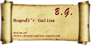 Bognár Galina névjegykártya