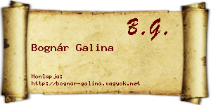 Bognár Galina névjegykártya